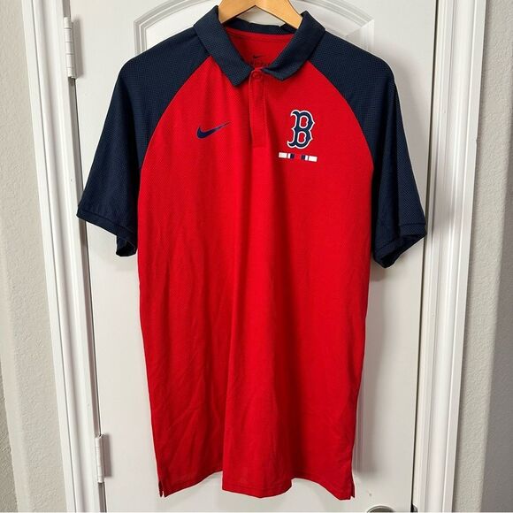 Nike Men’s Boston Red Sox Legacy Raglan Tri Blend Polo Jersey Shirt Medium - Picture 1 of 4